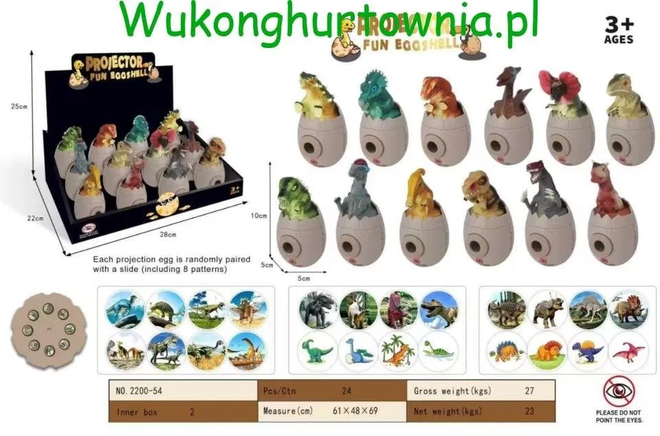 Zabawka Projector Fun Eggshell Projektor Dinozaur 10cm 12 szt.