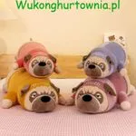 Maskotka Pluszowa 35cm Pies Mops w Kolorowej Bluzie Mix