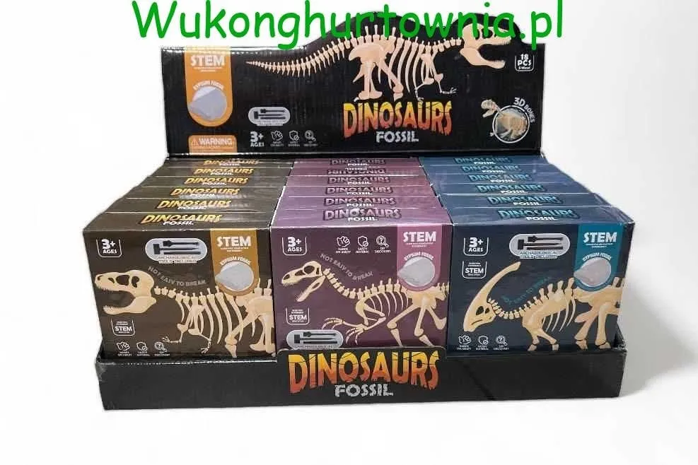 Zestaw Wykopaliska Dinozaury Dinosaurs Fossil 3D STEM, 18 szt.