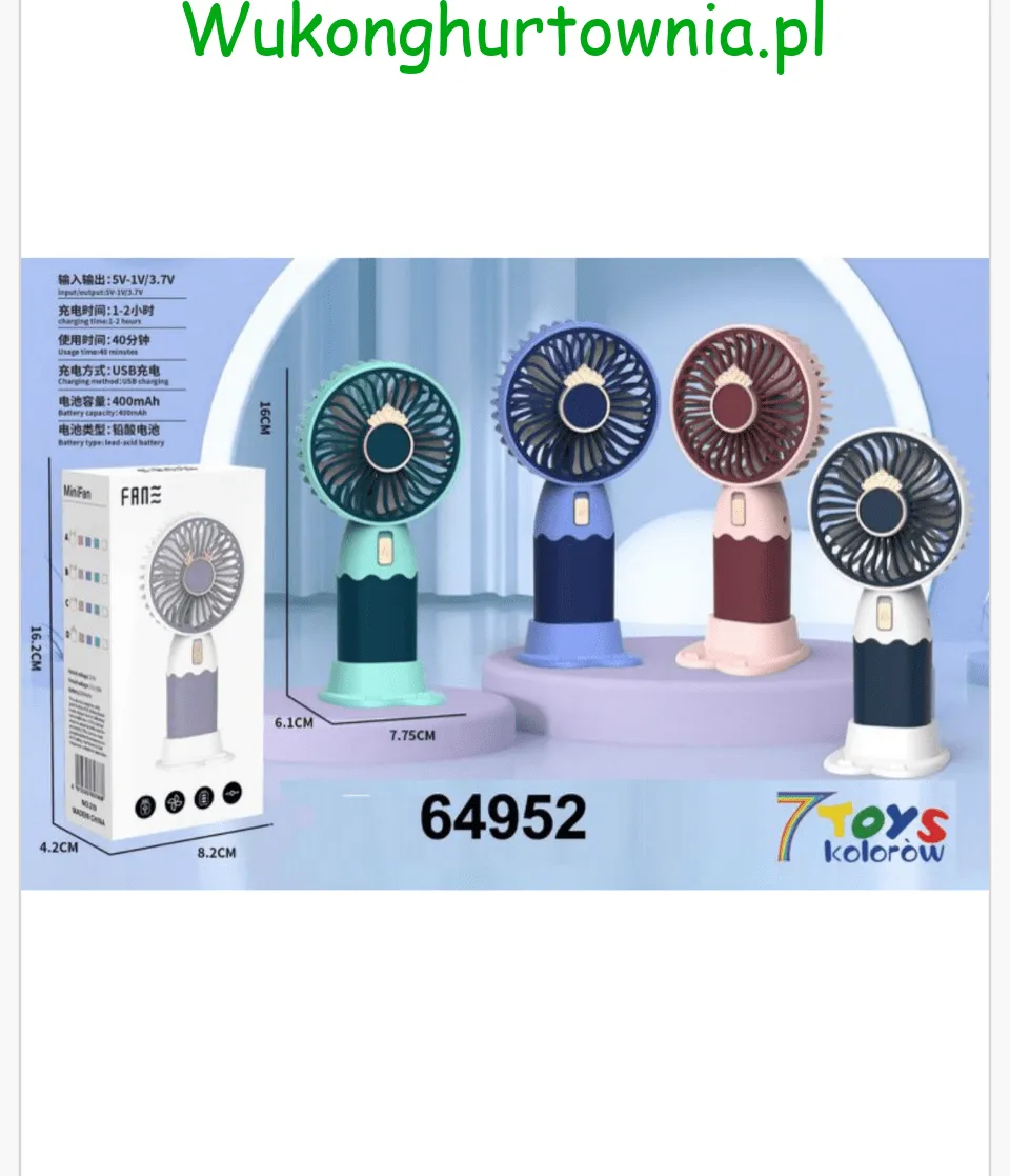 Mini Wiatrak Elektryczny 16cm USB Akumulatorowy Mix 12szt