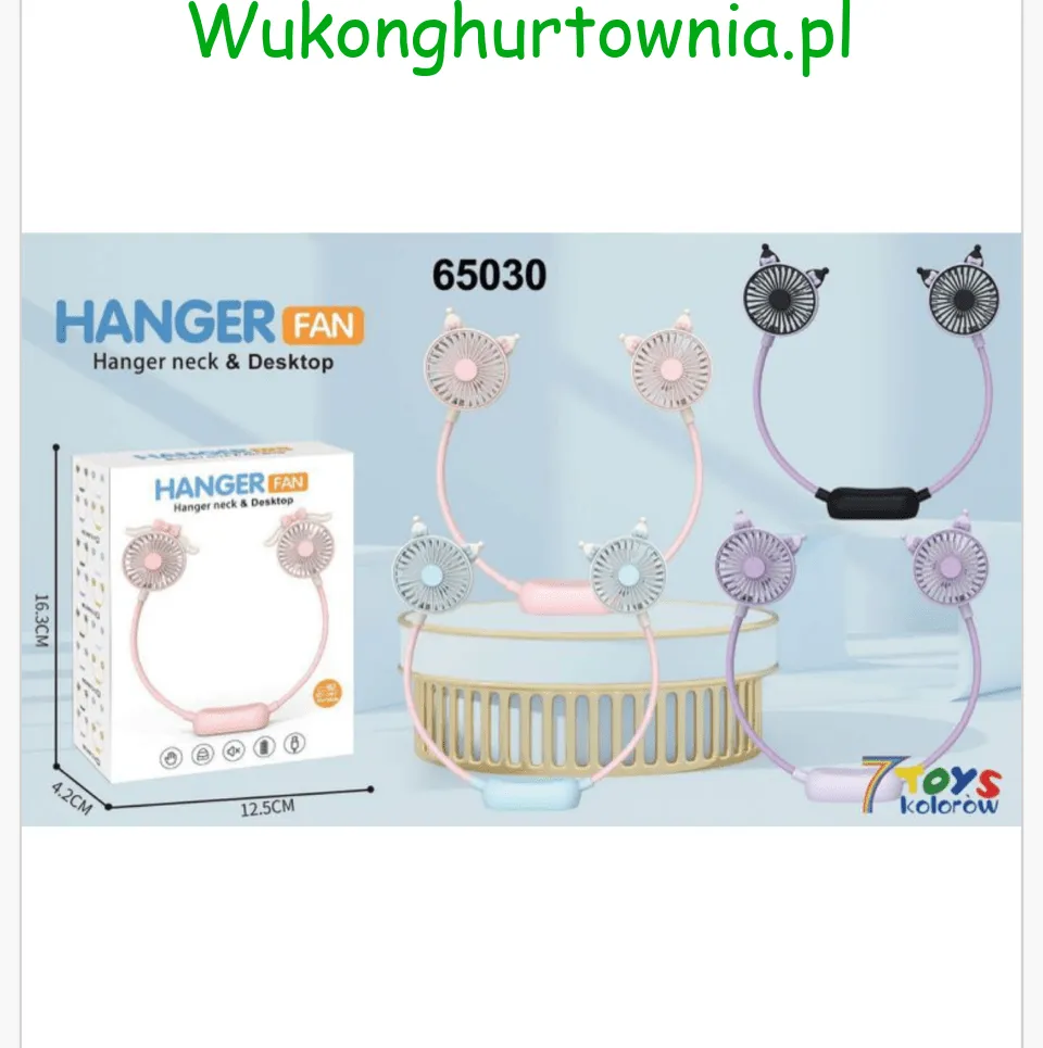 Mini Wiatrak Elektryczny na Szyję Hanger Fan 65030 Mix 6szt