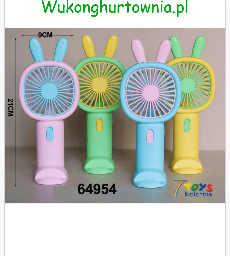 Mini Wiatrak Elektryczny 21cm Uszy Królika Mix Kolorów 12szt