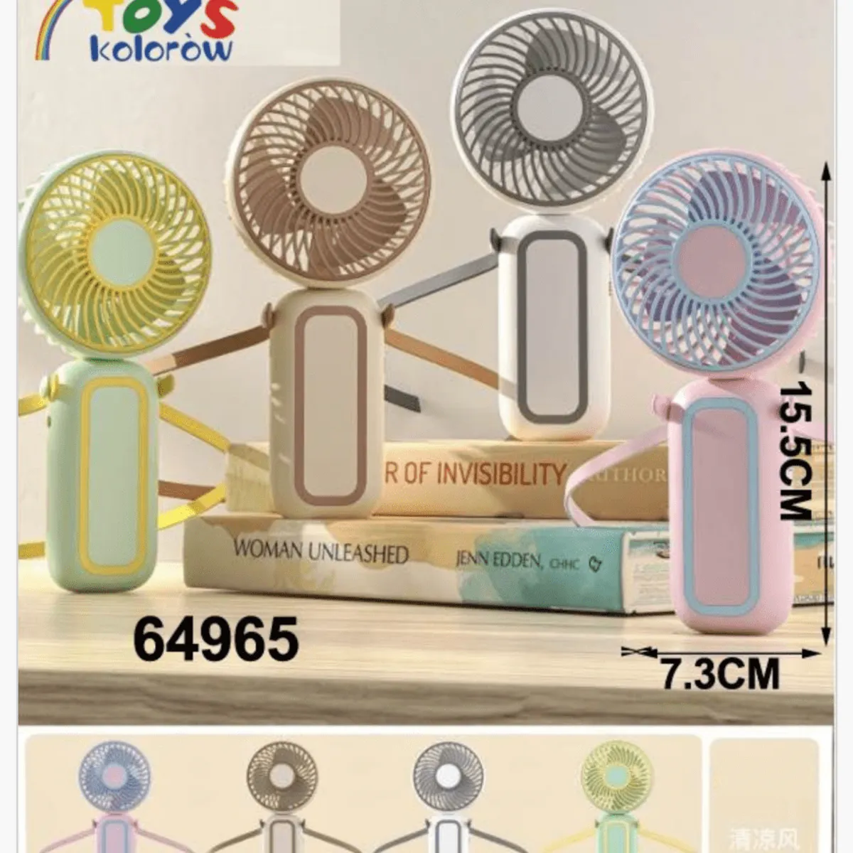 Mini Wiatrak Elektryczny 15,5x7,3cm Przenośny ze Smyczą Mix Kolorów