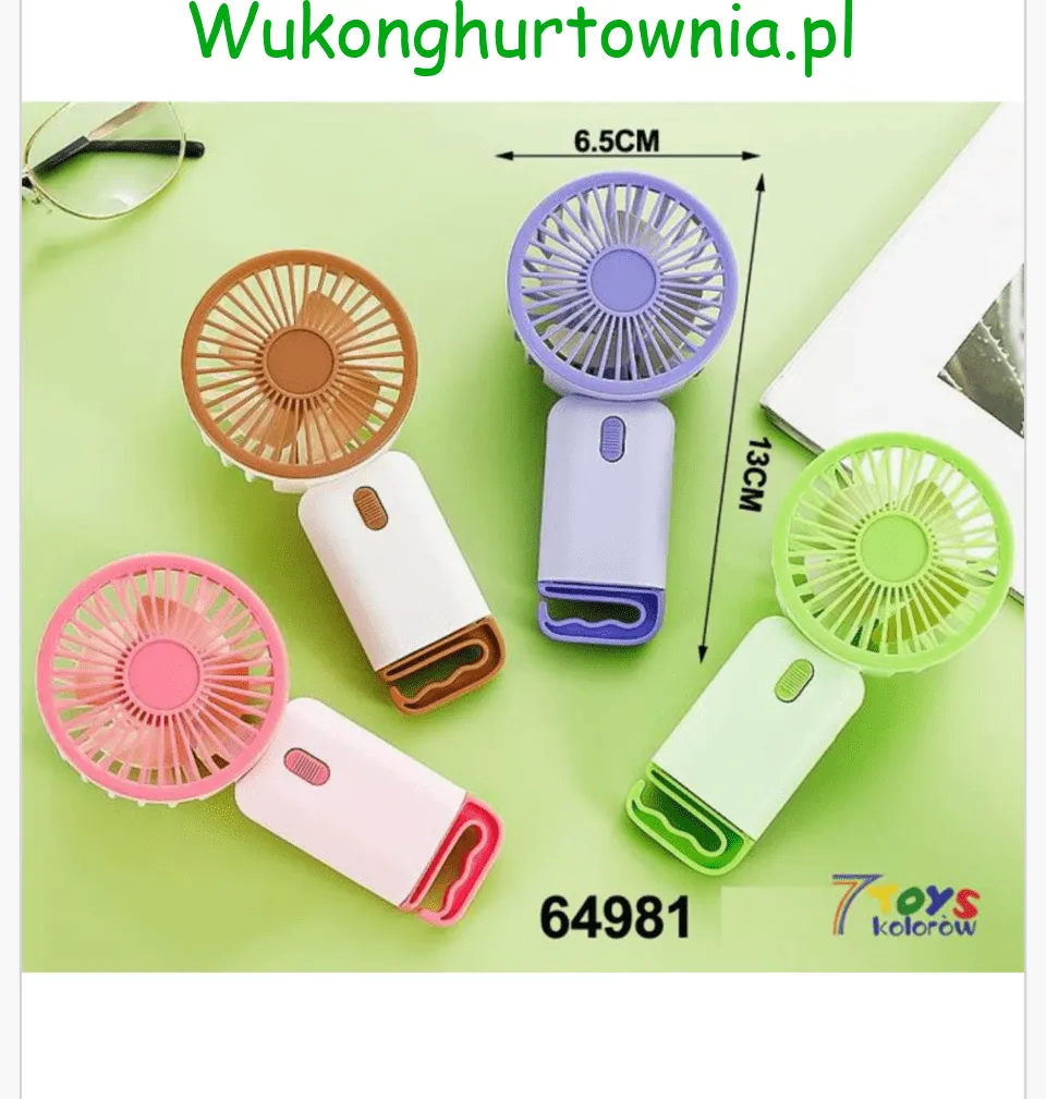 Mini Wiatrak Elektryczny 13x6,5cm Przenośny Mix Kolorów 12szt