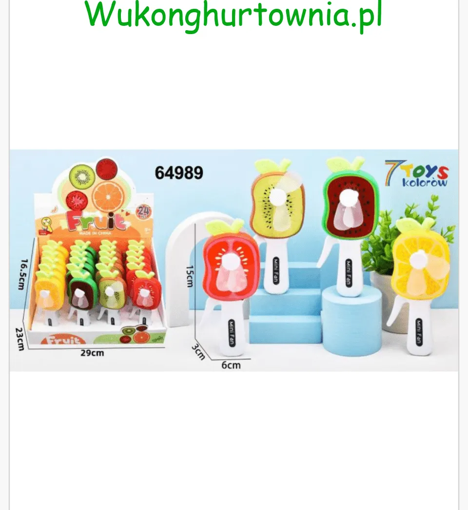 Mini Wiatrak Ręczny Owocowy 15cm - Manualny, Mix Wzorów 24 szt.