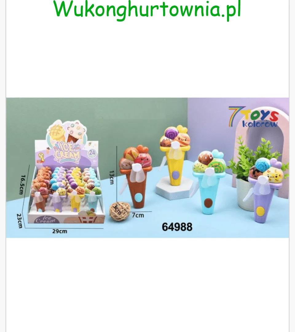 Mini Wiatrak Ręczny Lody 13cm - Mix Kolorów, 24 szt.