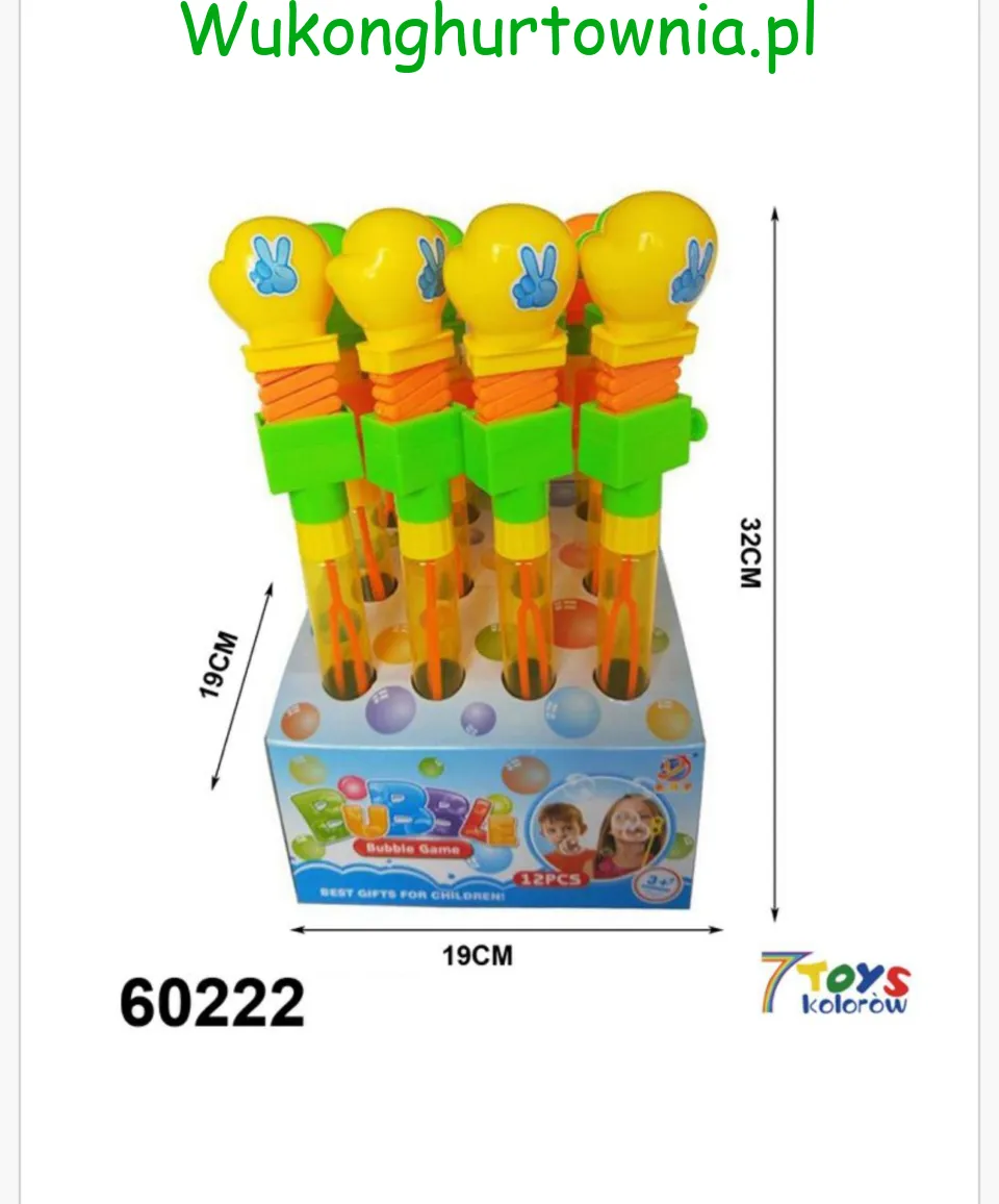 Miecz na Bańki Mydlane 32cm Ręka Peace - 12 sztuk