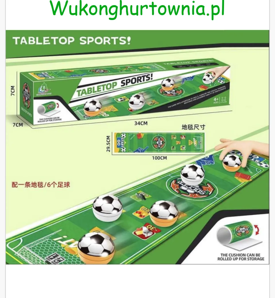 Zabawka Table Top Sports Piłka Nożna Mata 100x29,5cm + 6 Piłek
