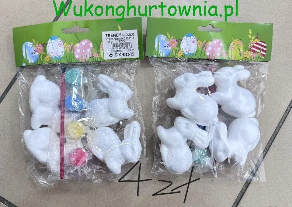 Wielkanoc Dekoracja - Zestaw DIY Zajączki z Farbami 11 szt