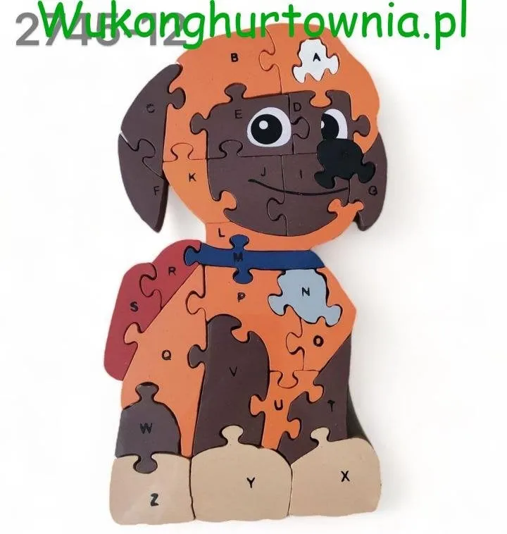 Zabawka Drewniana Puzzle Paw Patrol Zuma z Alfabetem