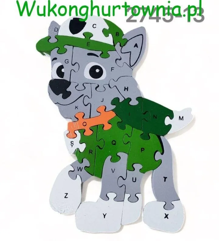 Zabawka Drewniana Puzzle Paw Patrol - Rocky z Alfabetem