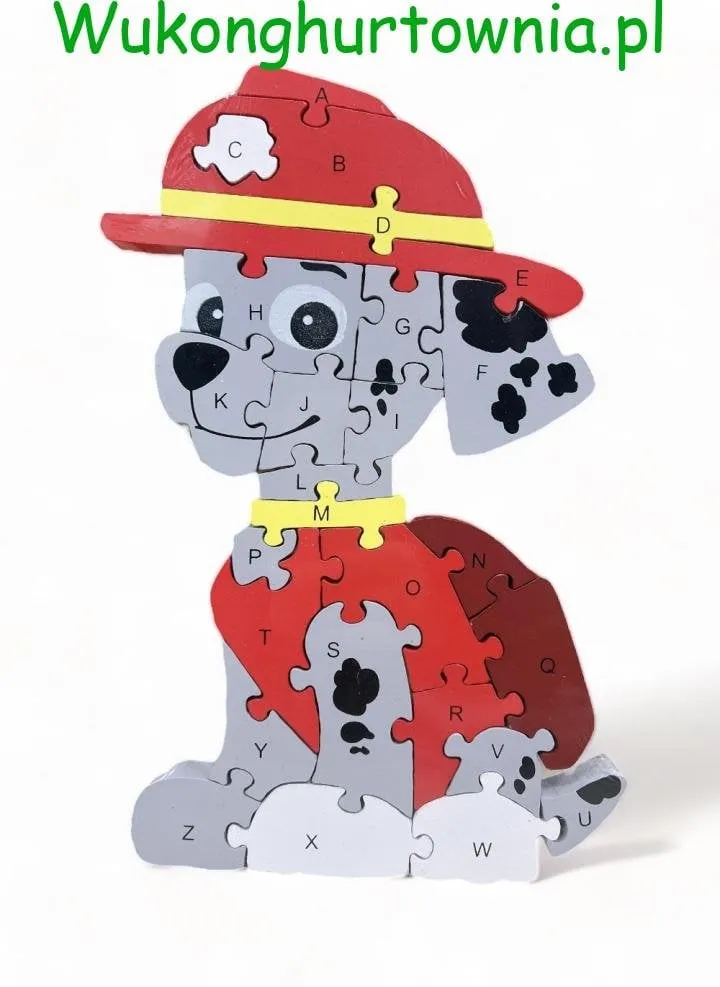Zabawka Drewniana Puzzle Paw Patrol Marshall Alfabet A-Z