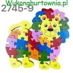 Zabawka Drewniana Puzzle Lew Edukacyjne z Numerami