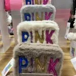 Mini Futrzany Portfel z Napisem PINK dla Dzieci Różowy