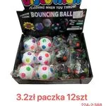 Piłka Bouncing Ball LED 75mm Disco High Świecąca 12szt