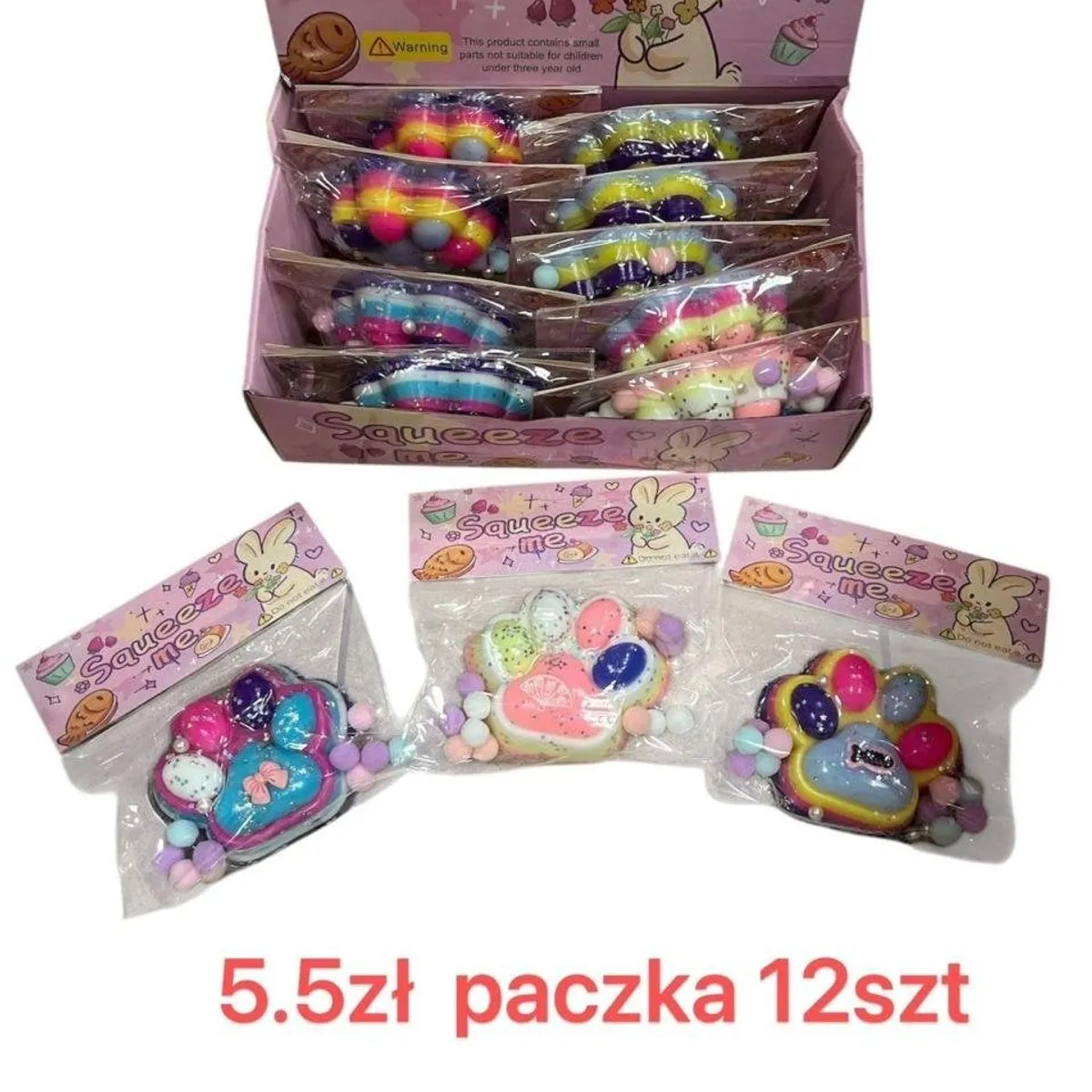 Zabawka Squeeze Me Gniotek Łapka z Koralikami 12 szt.