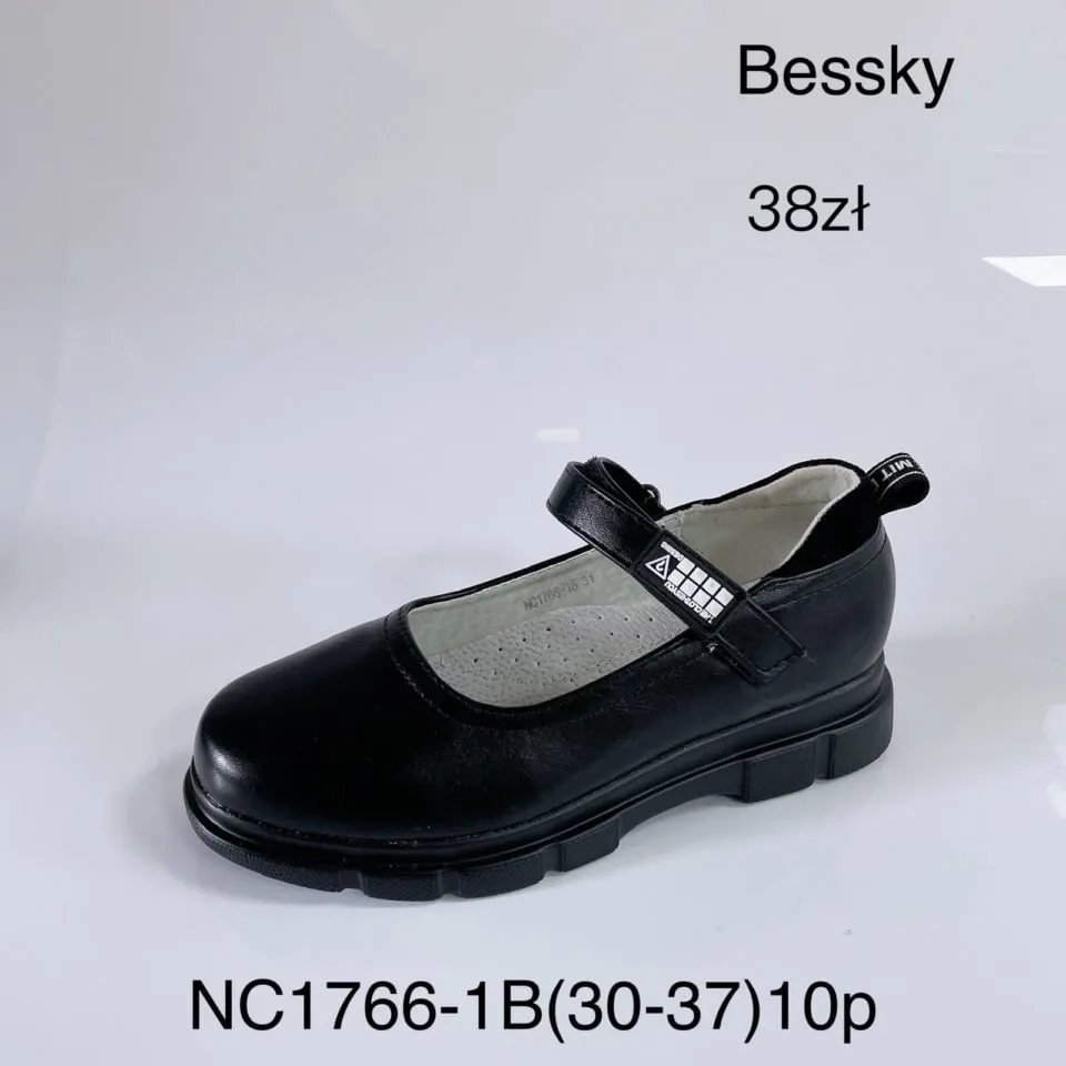Półbuty dziecięce Bessky NC1766-1B czarne, rozmiary