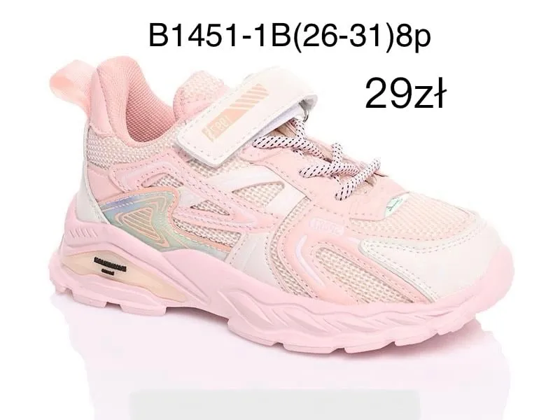 Trampki dziecięce sportowe różowe rzepy rozmiary 26-31 B1451-1B