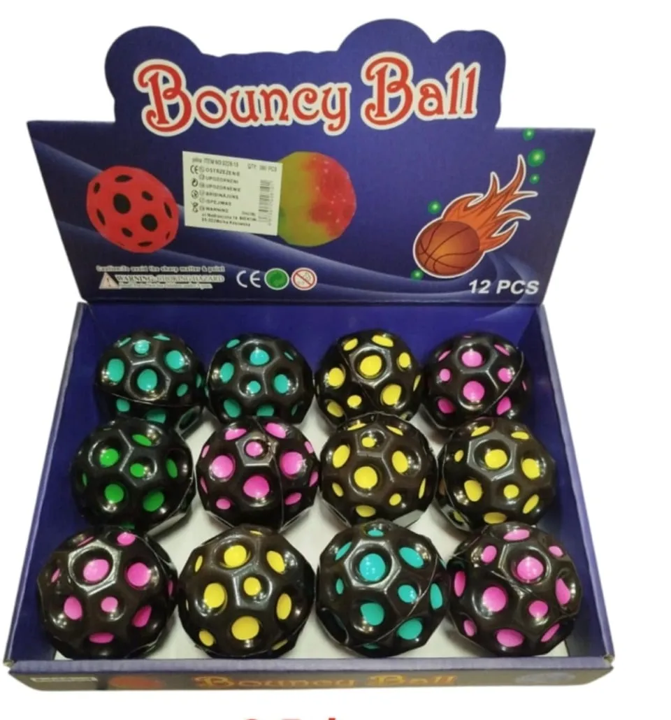 Piłka Bouncy Ball - Piłeczka Kauczukowa z Otworami 12 szt.