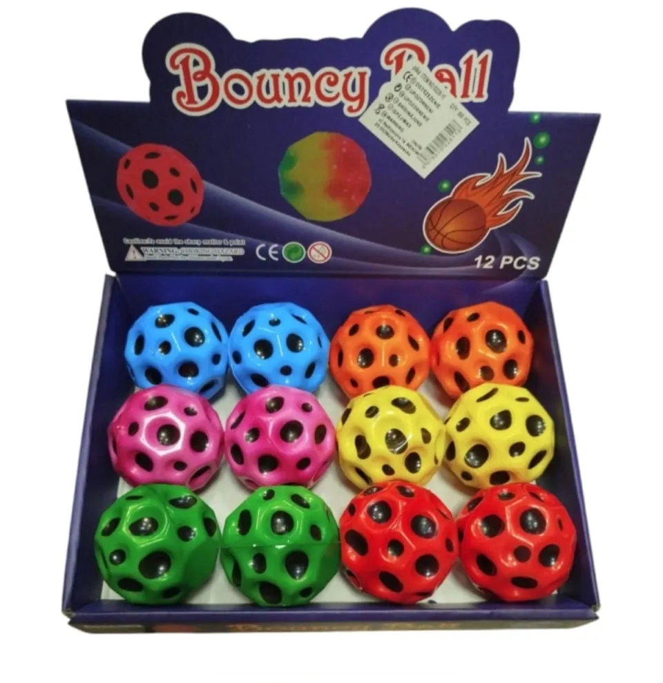 Piłka Bouncy Ball - Kauczukowa z Wgłębieniami 12 szt. Wielobarwne