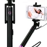 Selfie Stick do Telefonu z Kablem, Składany Monopod, Czarno-Różowy