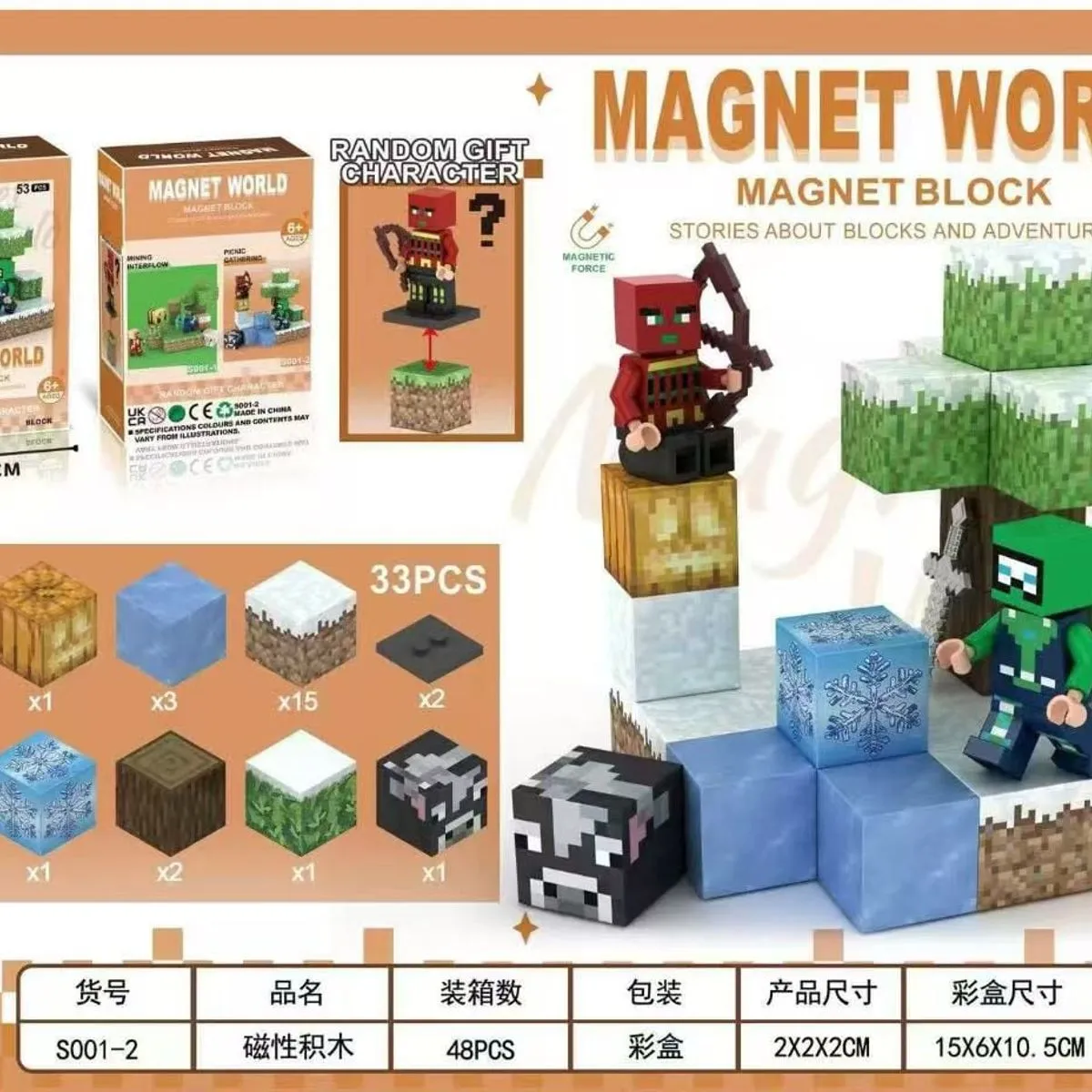 Klocki Magnetyczne Magnet World 53PCS Pixel Świat