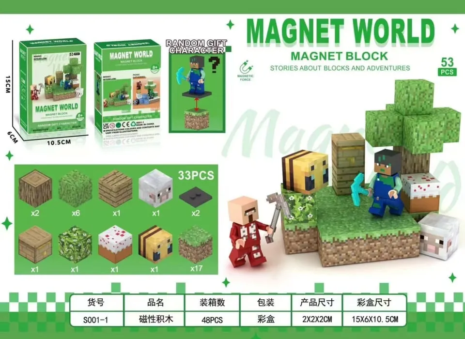 Klocki Magnetyczne Magnet World Pixel Świat 53PCS