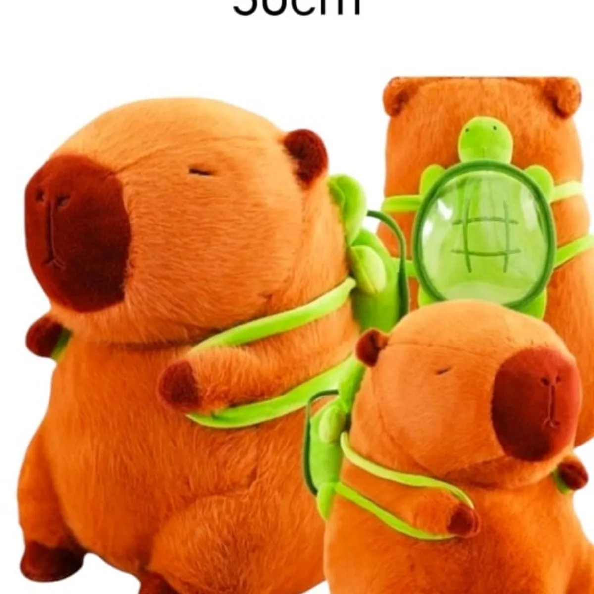 Maskotka Kapibara z plecakiem żółwiem 50cm