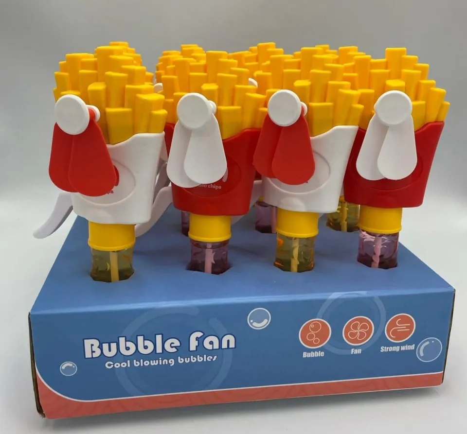 Zabawka Bubble Fan Frytki - Ręczny Wiatraczek do Baniek, 16 szt.