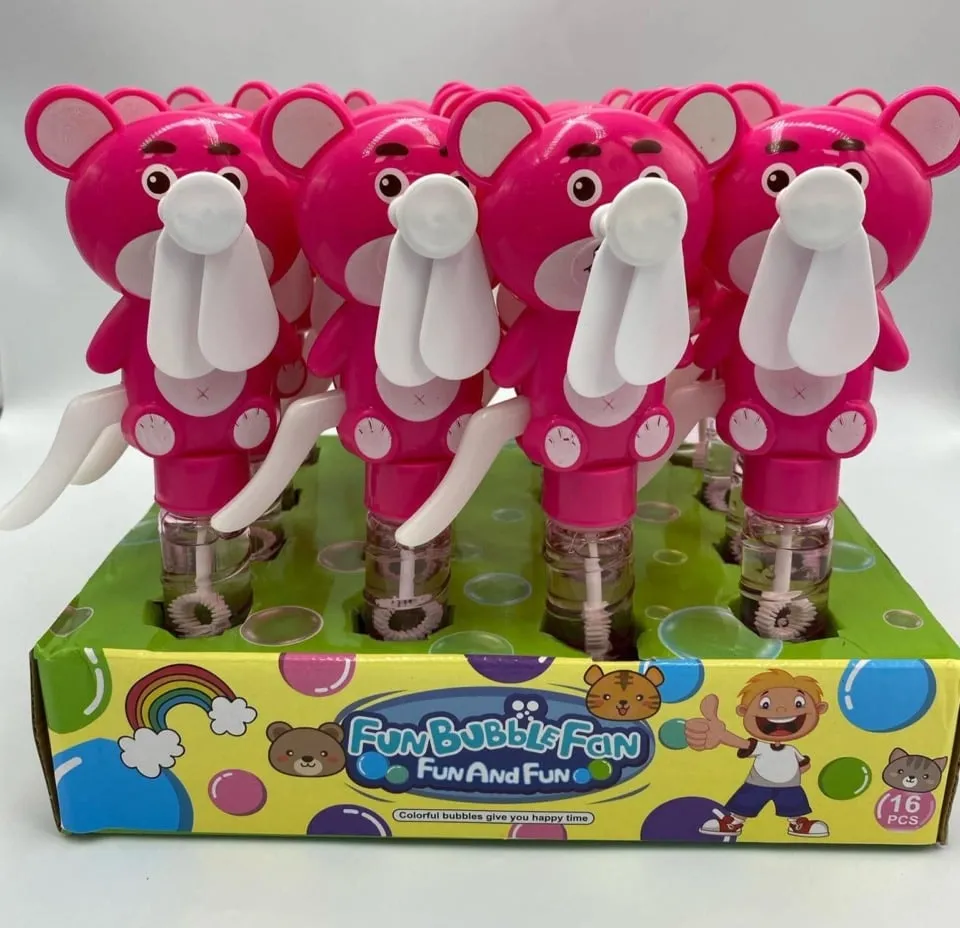Zabawka Fun Bubble Fan Ręczny Wiatraczek Bańki Miś 16szt