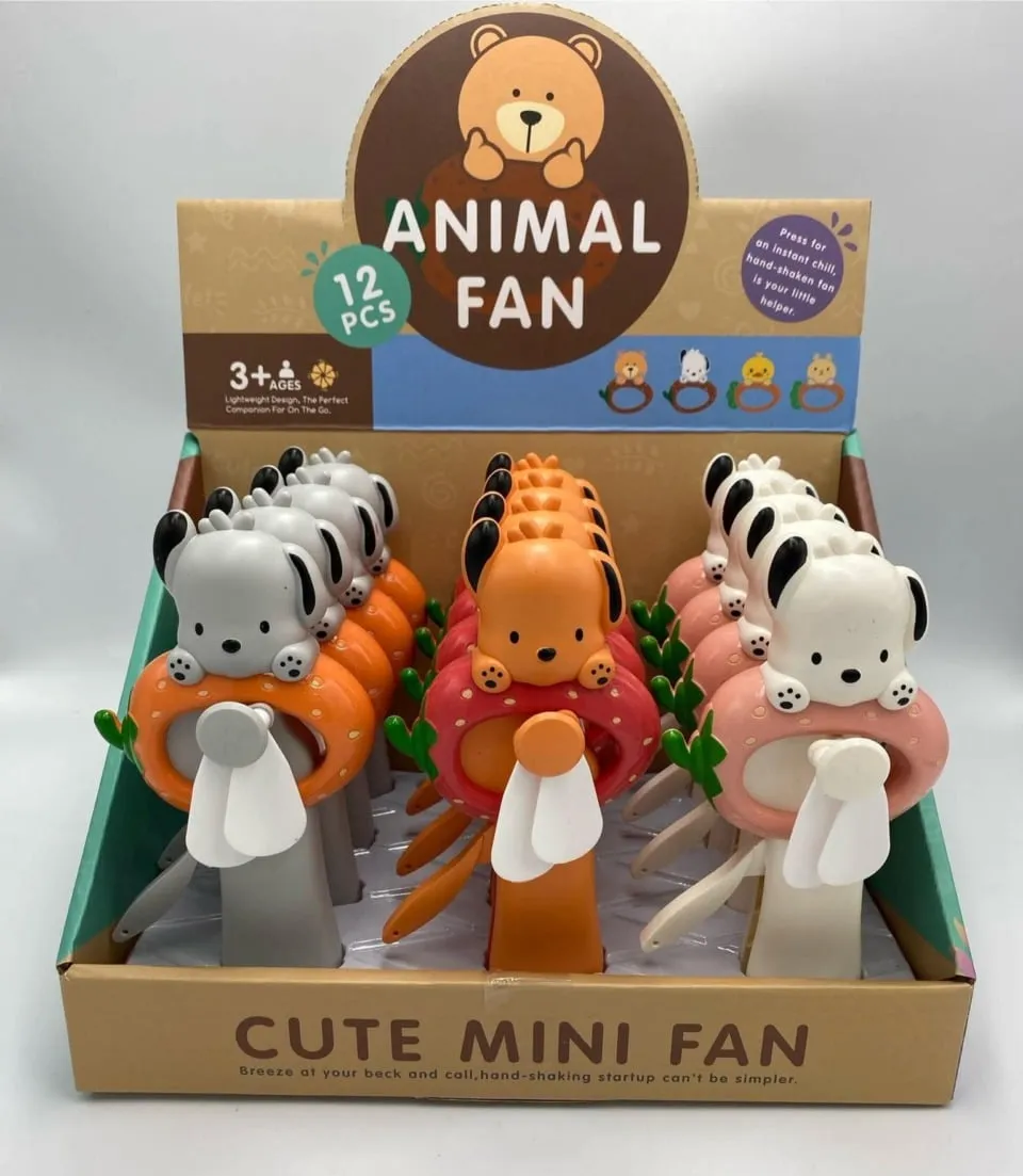 Zabawka Cute Mini Fan - Ręczny Wentylator Zwierzątka Mix, 12 szt.