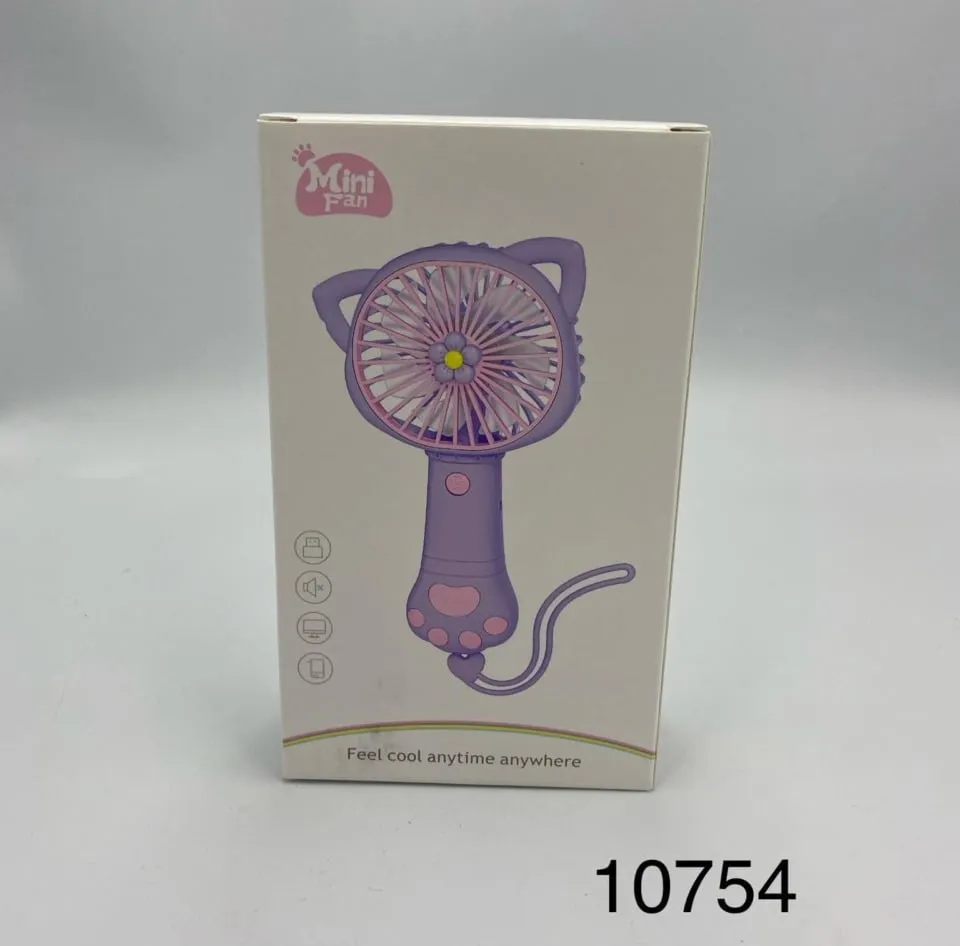 Ręczny Wentylator USB Mini Fan Uszy Kota Fioletowy 6szt
