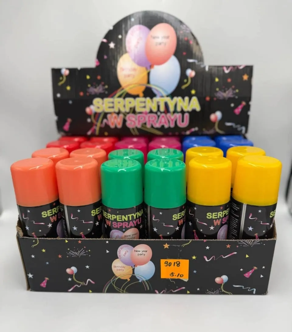 Serpentyna w Sprayu - Mix Kolorów, Zestaw 24 szt.
