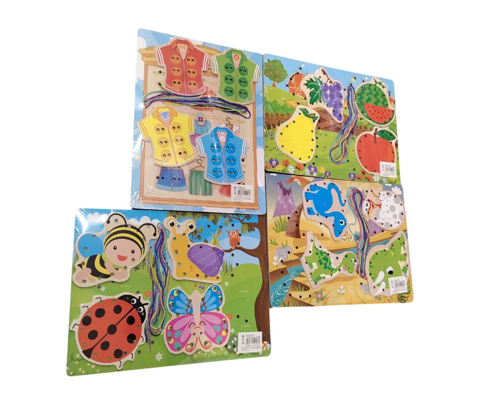 Drewniane Puzzle Przeplatanka Edukacyjna Mix Wzorów 12 szt.