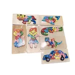 Drewniane Puzzle Edukacyjne z Numerami Mix Wzorów 12szt