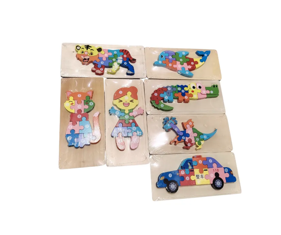 Drewniane Puzzle Edukacyjne z Numerami Mix Wzorów 12szt