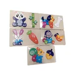 Drewniane Puzzle Edukacyjne Zwierzęta z Numerami 12 szt Mix