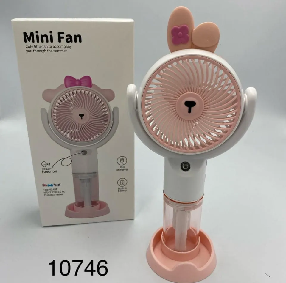 Mini wentylator USB z mgiełką, biało-różowy z uszami królika, 6 szt.