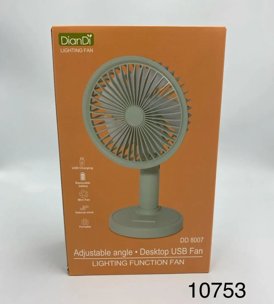 Desktop USB Fan DianDi DD 8007 z funkcją lampki, regulowany kąt
