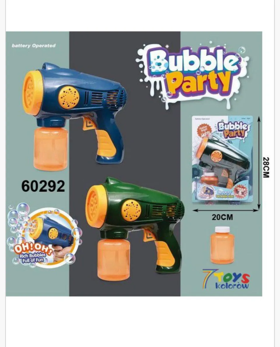 Pistolety Bubble Party 28x20cm na baterie ze światłem, 6 szt. Mix
