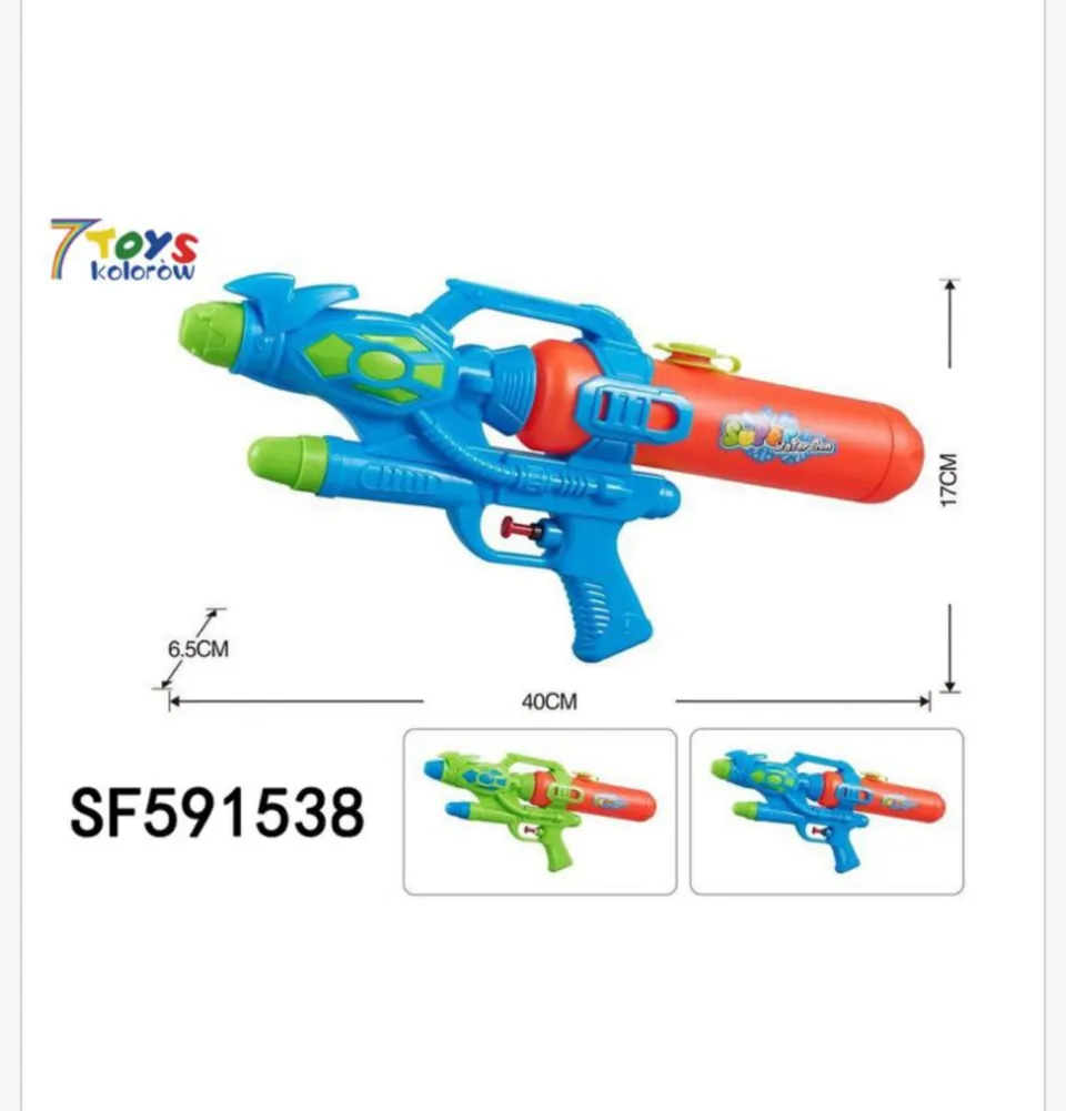 Pistolet na wodę 40cm duży z pompką mix kolorów 6 szt.