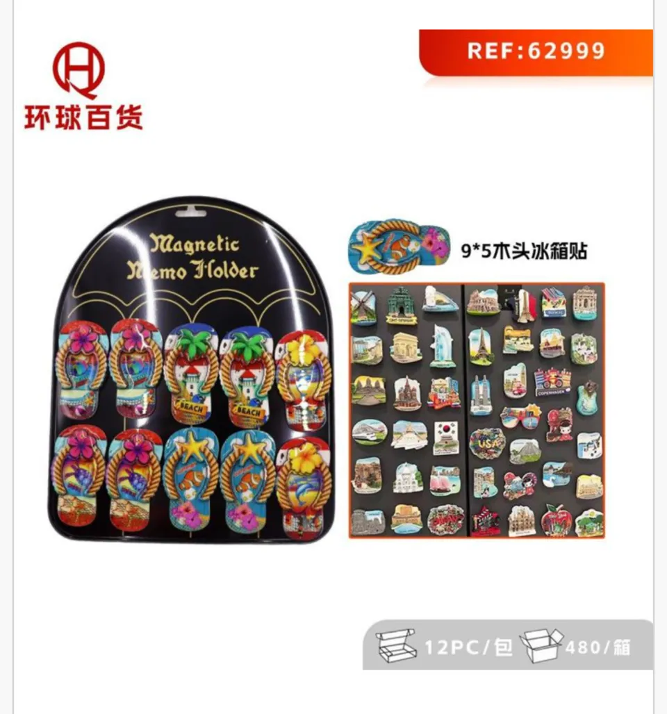 Magnesy na Lodówkę Japonki Drewniane 9x5cm 12 szt.