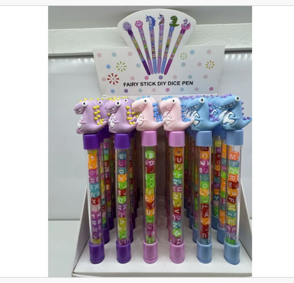 Długopis Fairy Stick DIY Dice Pen z figurką dinozaura, 36 szt.