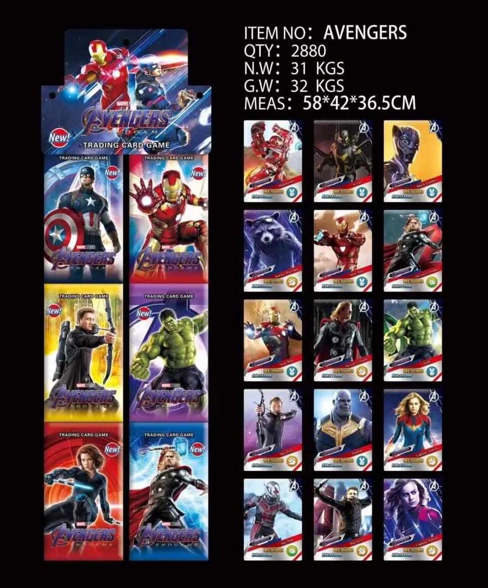 Karty Avengers 288 szt. Kolekcjonerskie Trading Cards Marvel