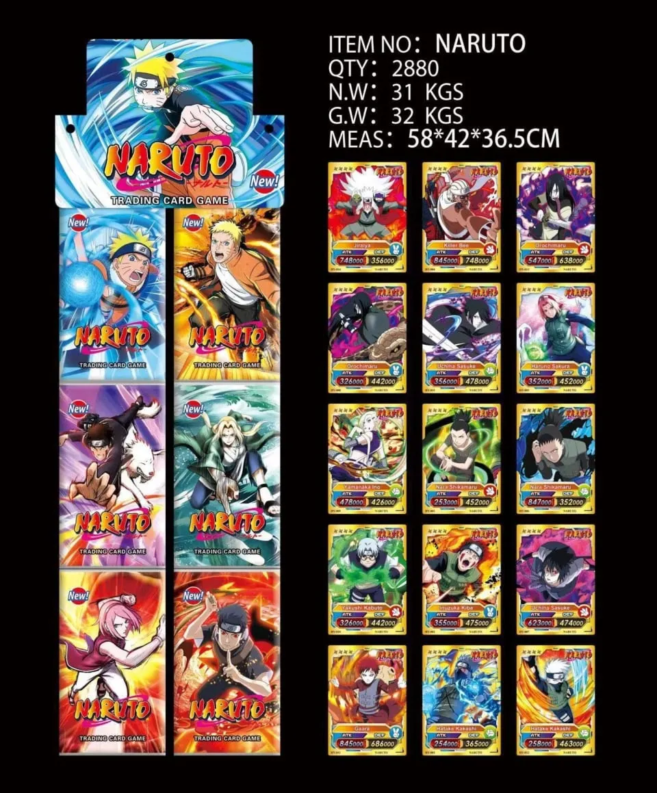 Karty Naruto Trading Card Game 288PCS Złota Edycja Kolekcjonerska