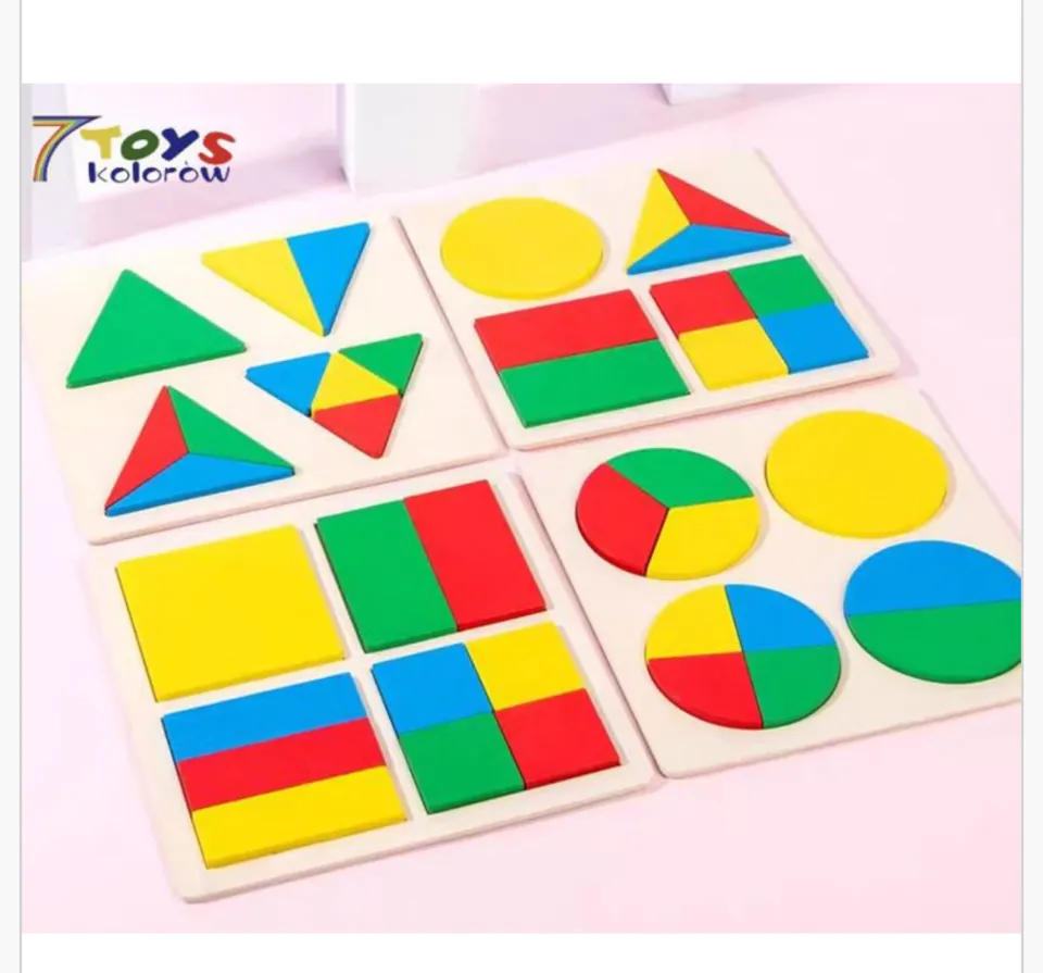 Zabawka Edukacyjna Drewniana Układanka Ułamki Figury 7 TOYS