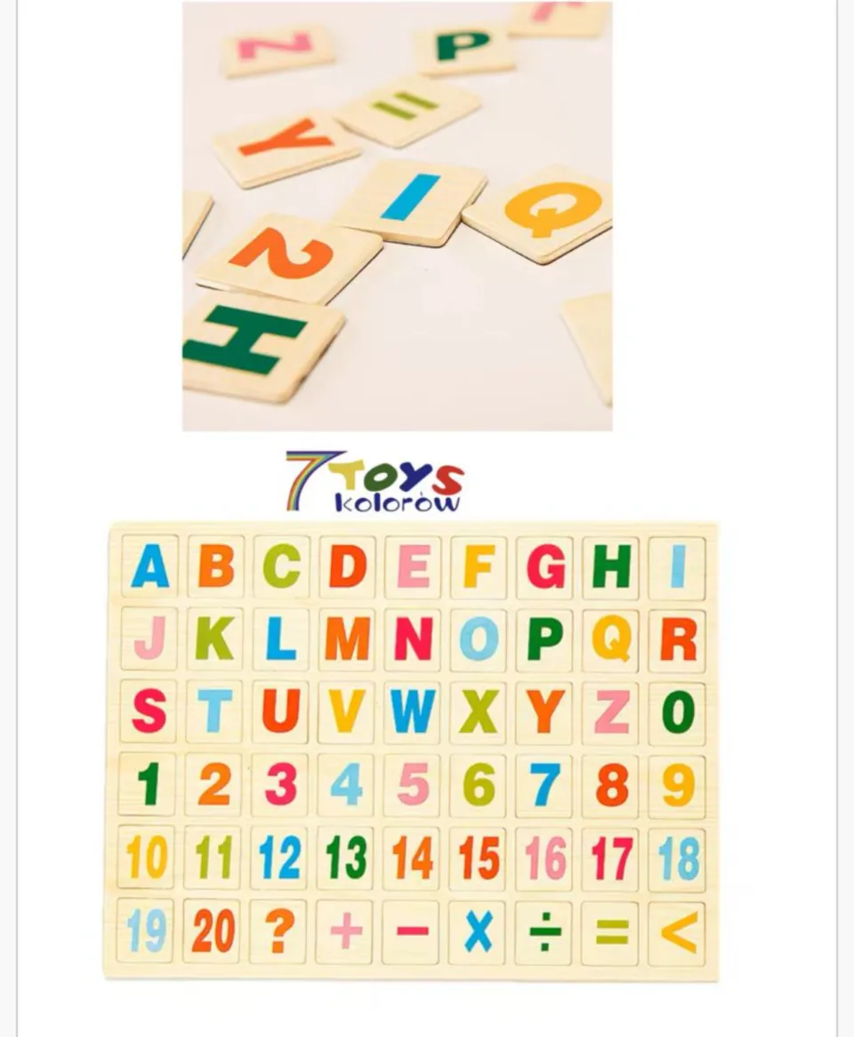 Zabawka Edukacyjna Drewniane Alfabet i Cyfry 7 TOYS kolorów