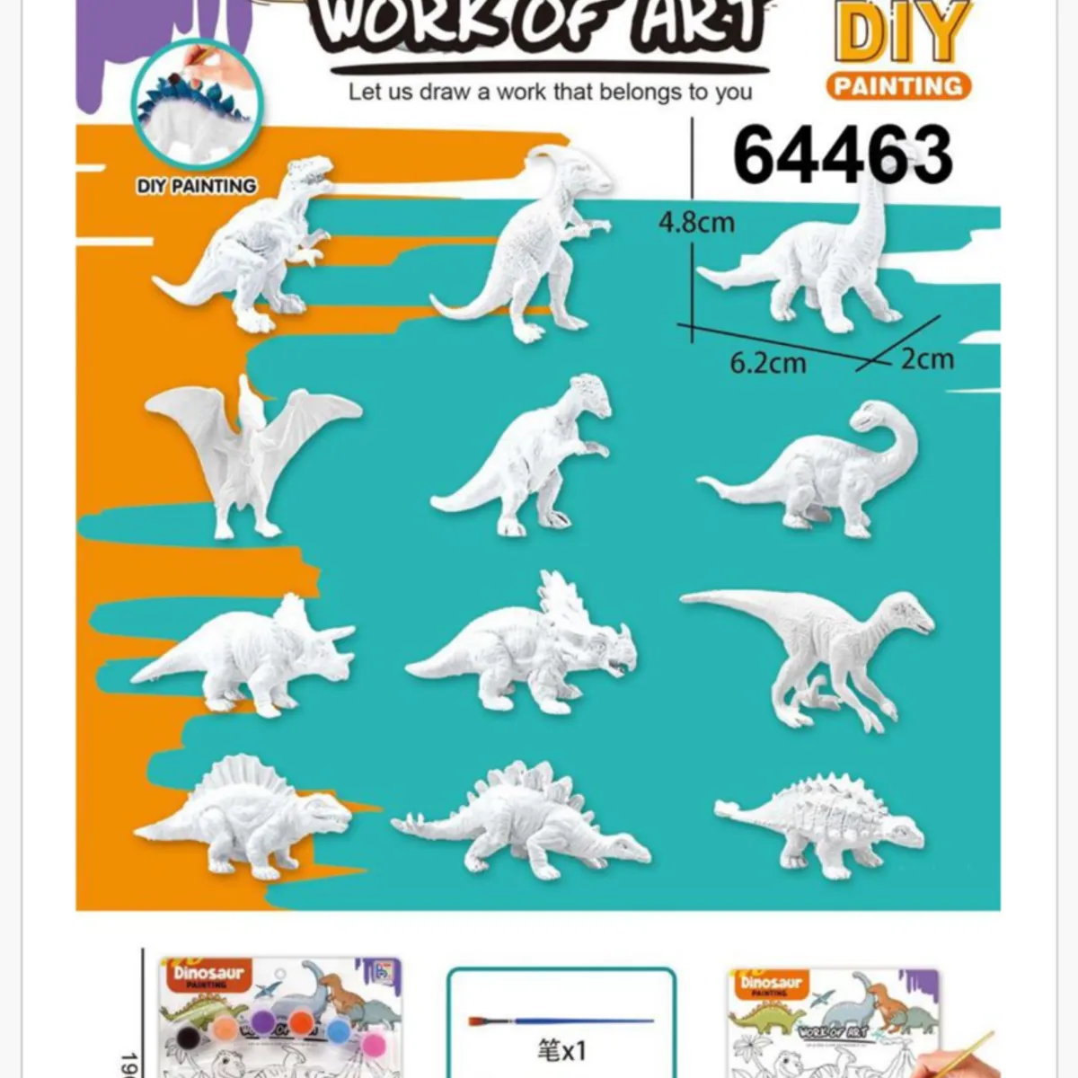 Zestaw do Malowania DIY Dinozaury 12 szt. Figurki z Farbami