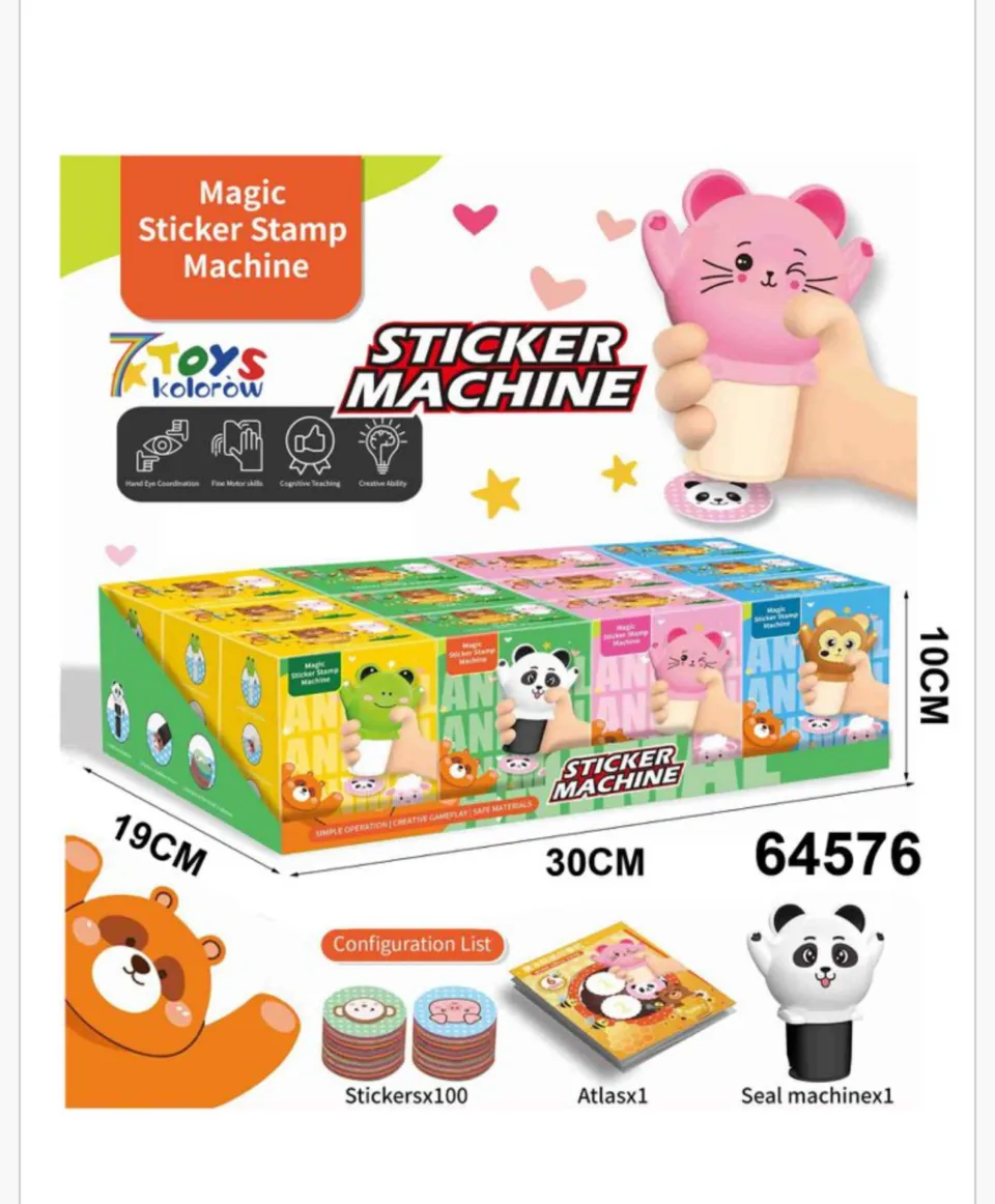 Sticker Machine Maszynka do Naklejek Zwierzątka 100szt Naklejek 12szt