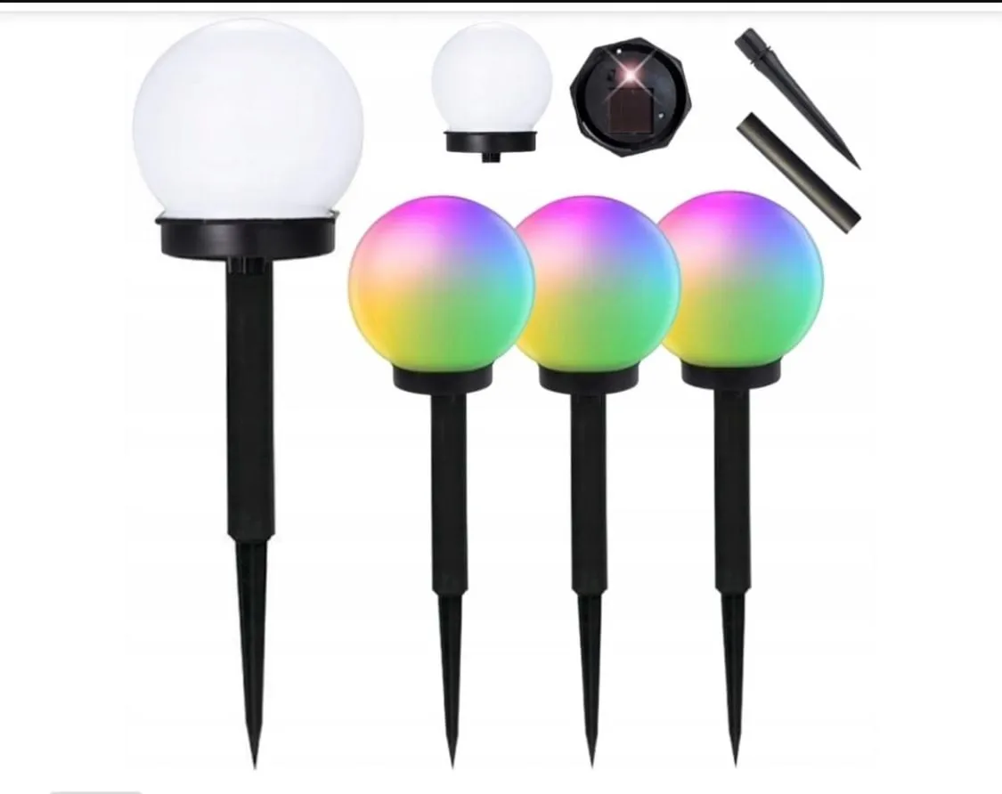 Lampka solarna dekoracyjna kula RGB 12szt